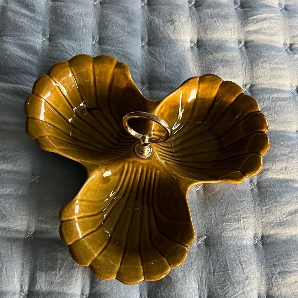 MCM Mid Century Modern Green California Pottery Relish Dish #41